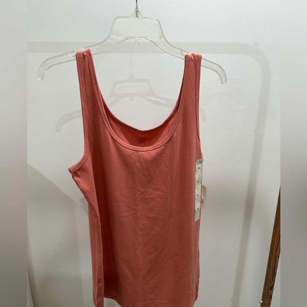 a.n.a Orange Pink Fitted Sleeveless Tank Top